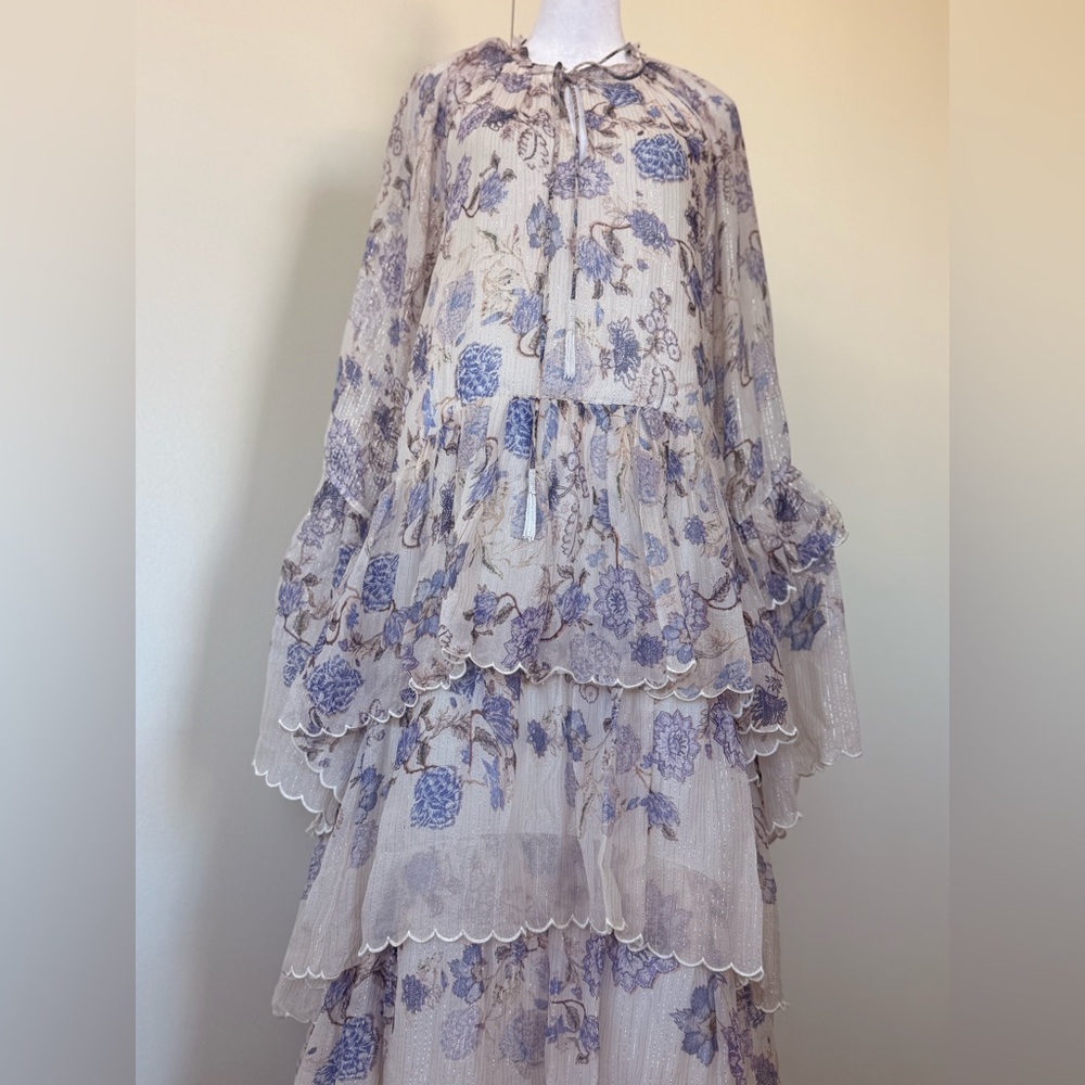 Floral Maxi Dress in Purple and Cream - Picture 7 of 15